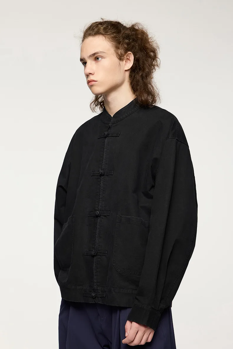 INF Men's | New Chinese Thick Dense Frock Zipper Jacket  Fall/Winter New Guofeng Buckle Twill Jacket Men display picture 6