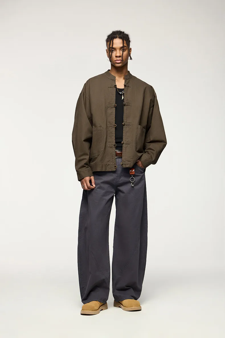 INF Men's | New Chinese Thick Dense Frock Zipper Jacket  Fall/Winter New Guofeng Buckle Twill Jacket Men display picture 7