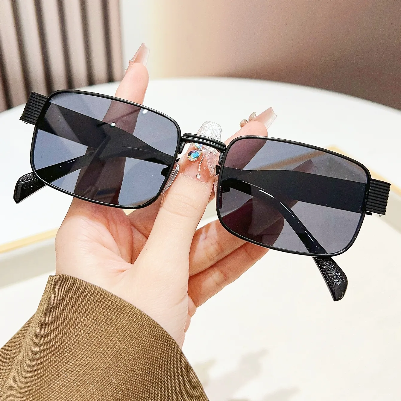 Retro Solid Color Ac UV400 Protection Square Full Frame Glasses display picture 5