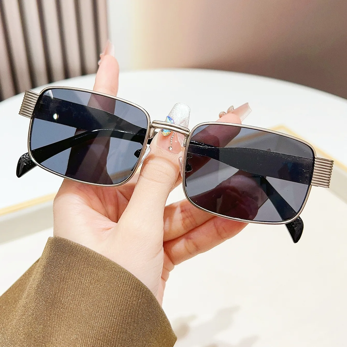 Retro Solid Color Ac UV400 Protection Square Full Frame Glasses display picture 4