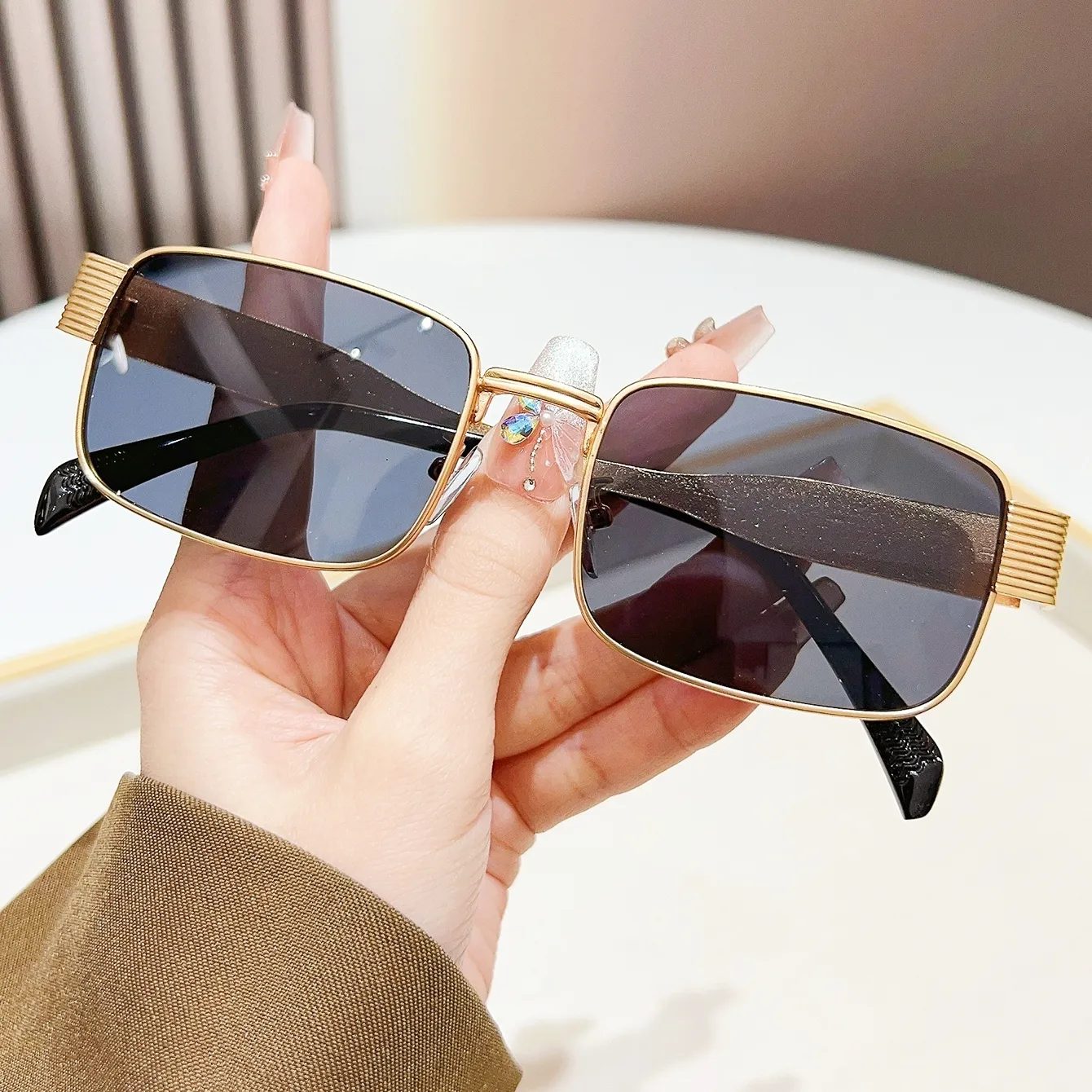 Retro Solid Color Ac UV400 Protection Square Full Frame Glasses display picture 2