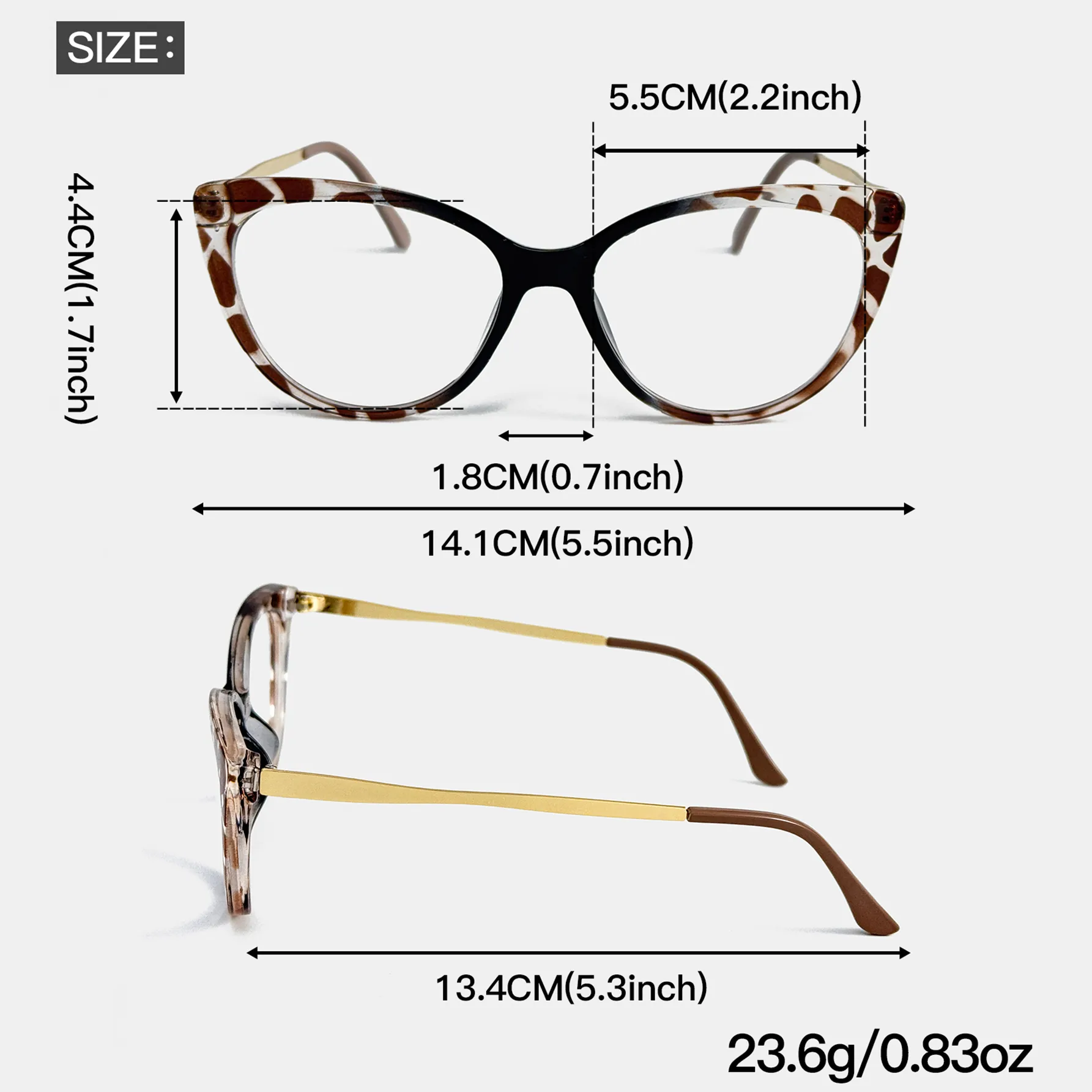 Preppy Style Leopard Ac Cat Eye Full Frame Glasses display picture 1