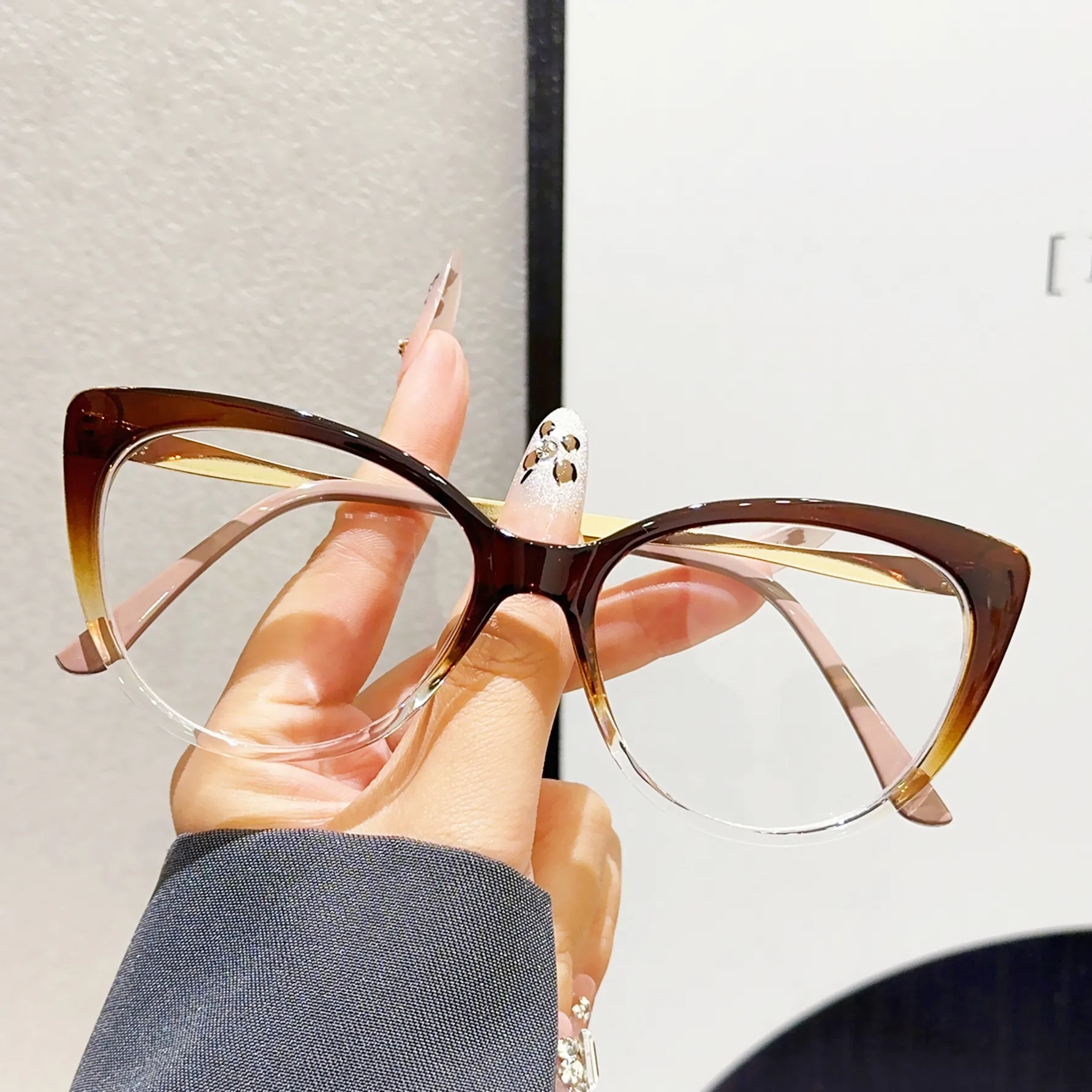 Preppy Style Leopard Ac Cat Eye Full Frame Glasses display picture 2