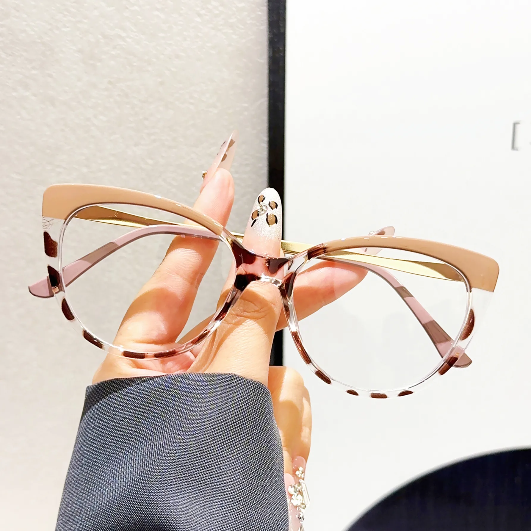 Preppy Style Leopard Ac Cat Eye Full Frame Glasses display picture 5