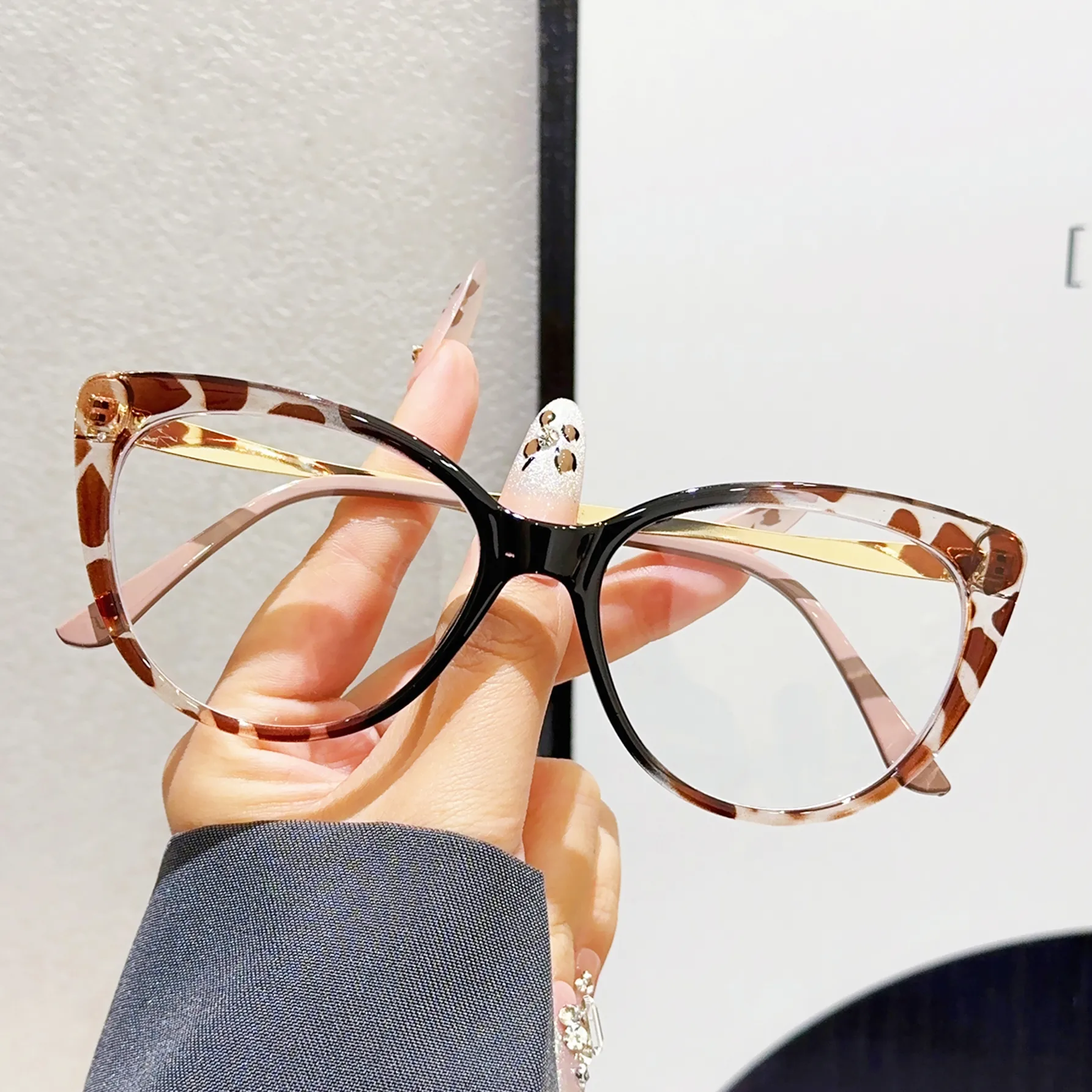 Preppy Style Leopard Ac Cat Eye Full Frame Glasses display picture 3
