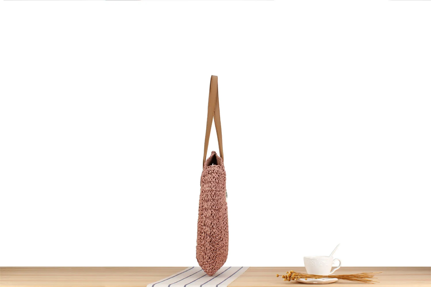 A Generation Of New Simple Smiley Face Shoulder Straw Bag Paper Rope Hollow Hand Woven Bag Large Capacity Disc Bag display picture 5