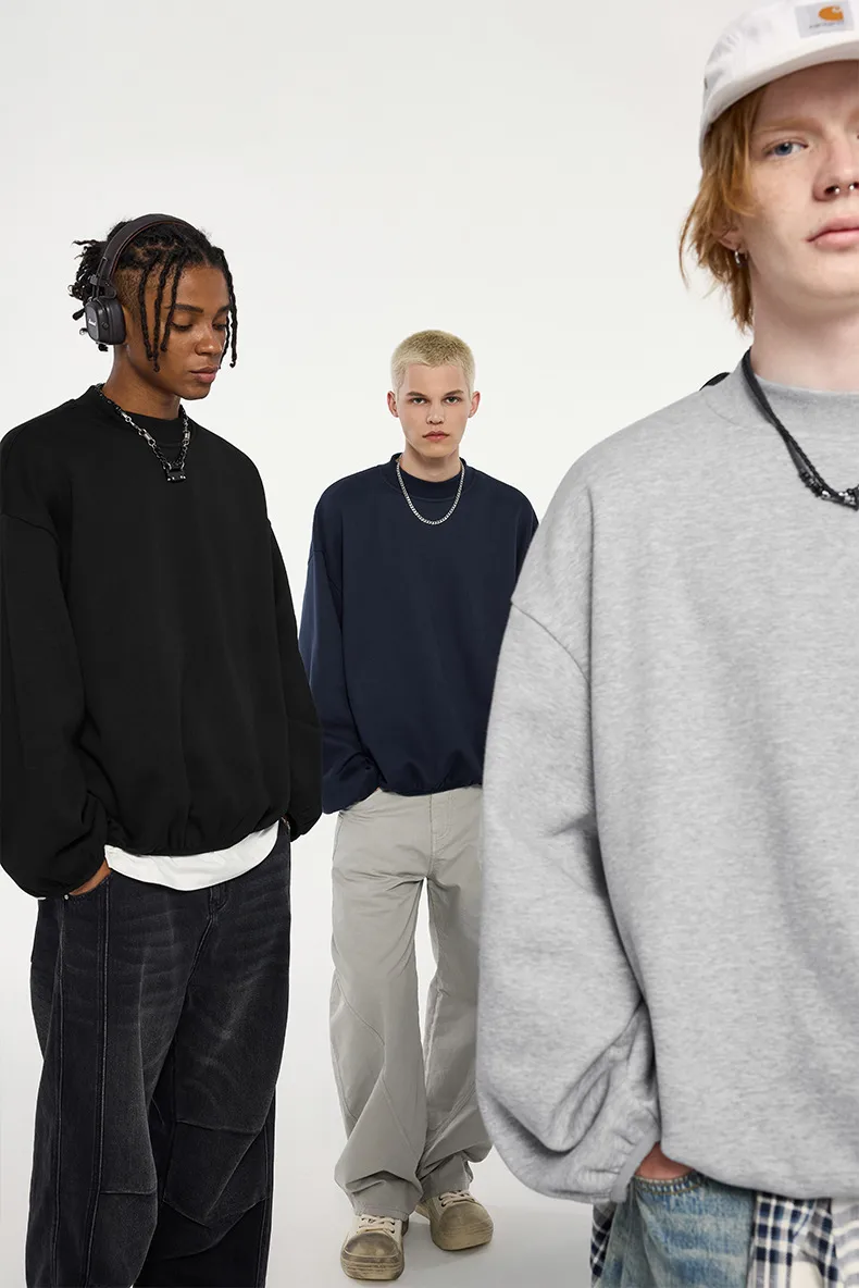 INF Men's | Flame One Velvet Short Wei Yi  Fall/Winter Tide 325G Fleece-lined Loose Crewneck Jacket Men display picture 2