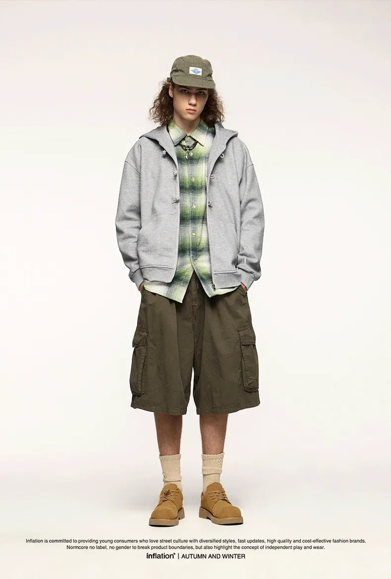 INF Men's Wear | 410g New Chinese Fleece Zipper Hooded Wear New Buckle Coat Jacket For Fall/Winter display picture 3