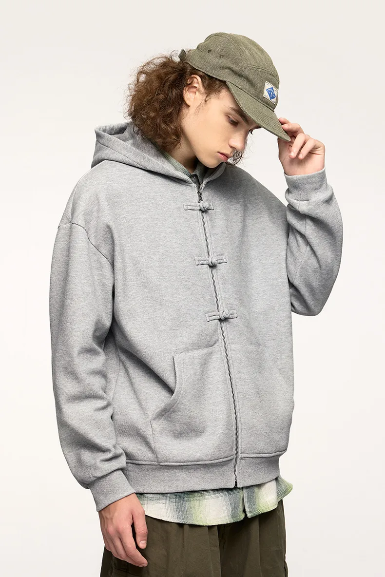 INF Men's Wear | 410g New Chinese Fleece Zipper Hooded Wear New Buckle Coat Jacket For Fall/Winter display picture 8
