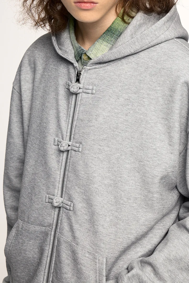 INF Men's Wear | 410g New Chinese Fleece Zipper Hooded Wear New Buckle Coat Jacket For Fall/Winter display picture 10