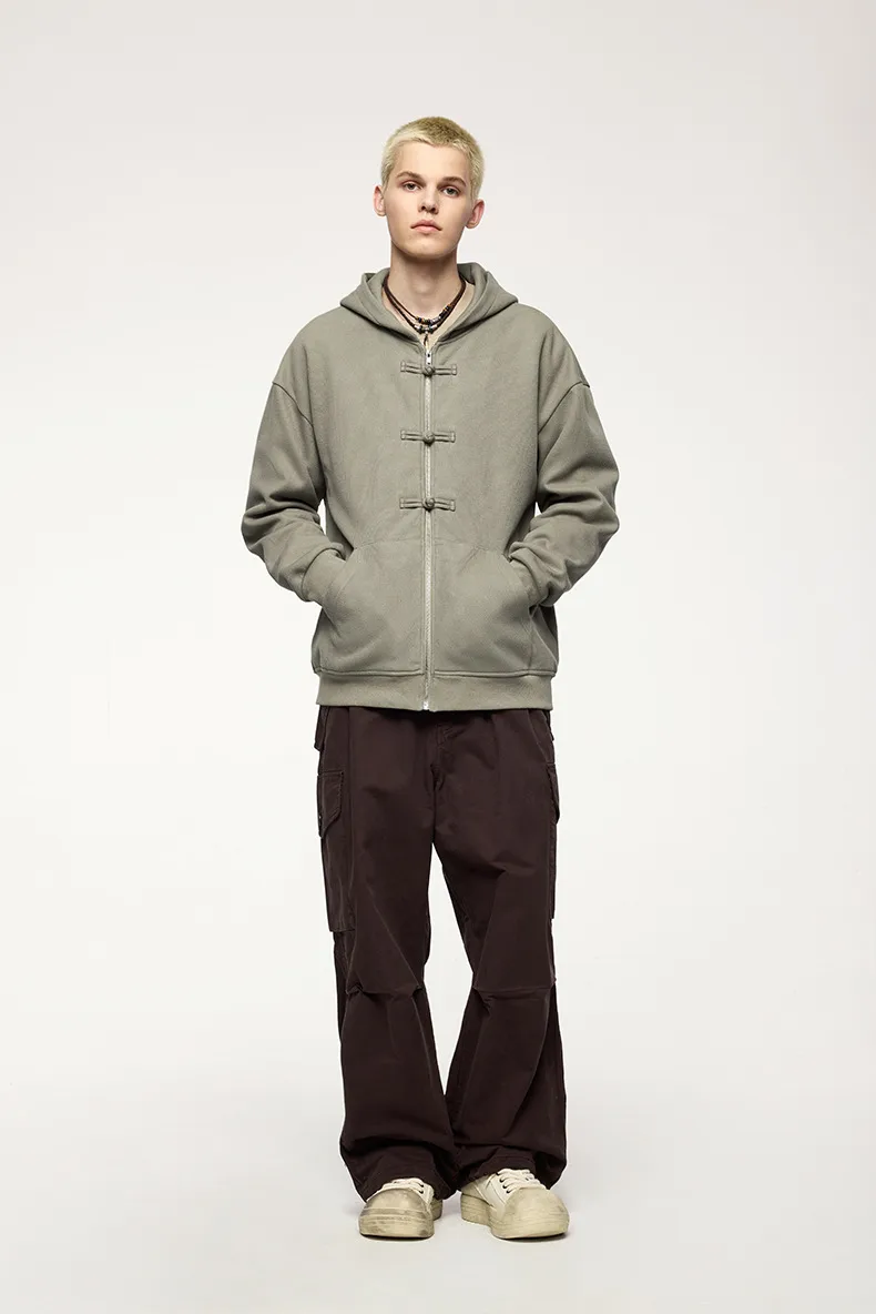 INF Men's Wear | 410g New Chinese Fleece Zipper Hooded Wear New Buckle Coat Jacket For Fall/Winter display picture 12