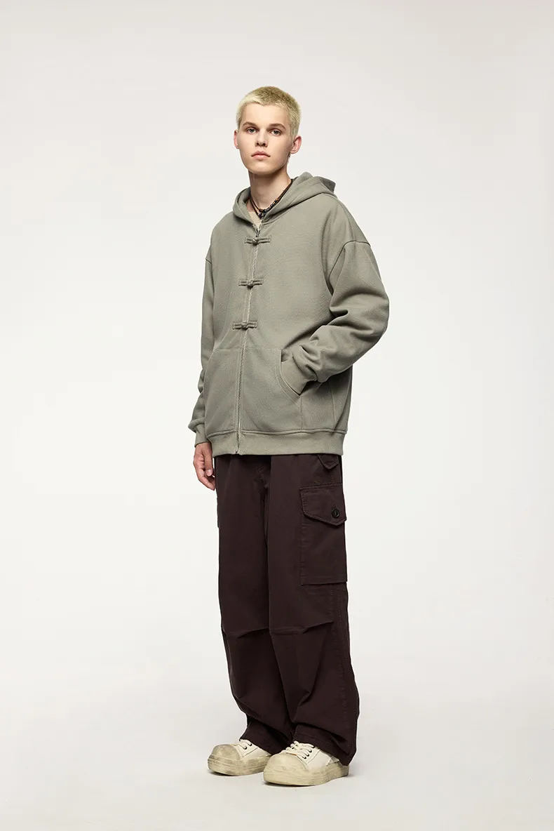 INF Men's Wear | 410g New Chinese Fleece Zipper Hooded Wear New Buckle Coat Jacket For Fall/Winter display picture 13