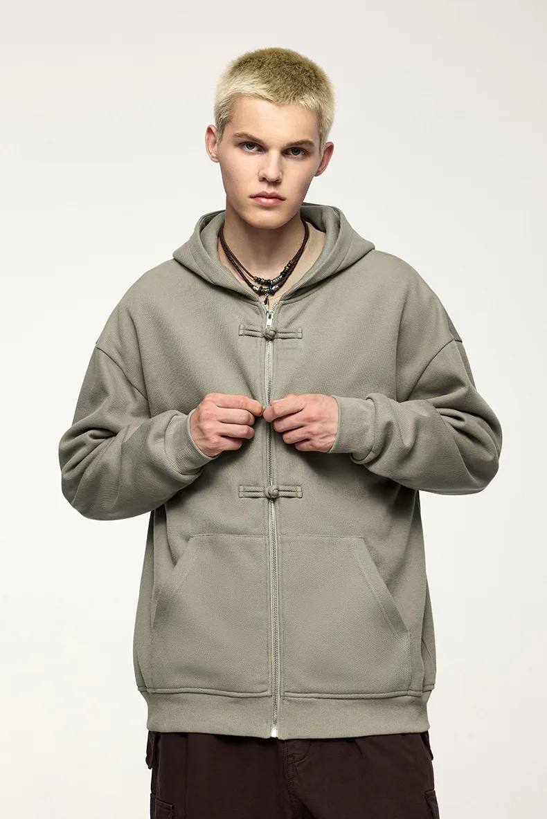 INF Men's Wear | 410g New Chinese Fleece Zipper Hooded Wear New Buckle Coat Jacket For Fall/Winter display picture 14