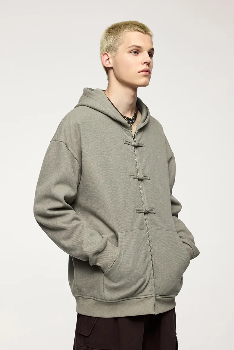 INF Men's Wear | 410g New Chinese Fleece Zipper Hooded Wear New Buckle Coat Jacket For Fall/Winter display picture 15
