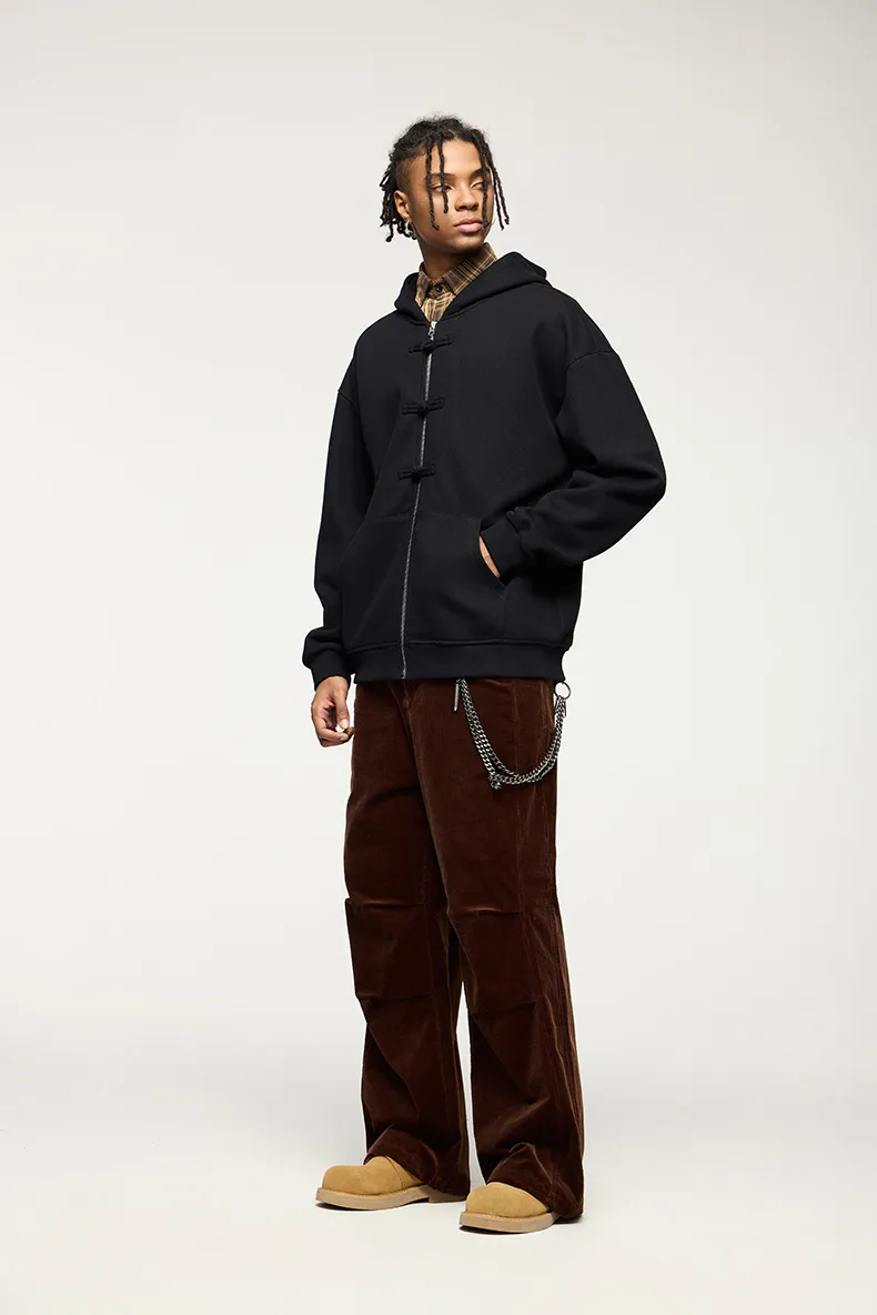 INF Men's Wear | 410g New Chinese Fleece Zipper Hooded Wear New Buckle Coat Jacket For Fall/Winter display picture 17