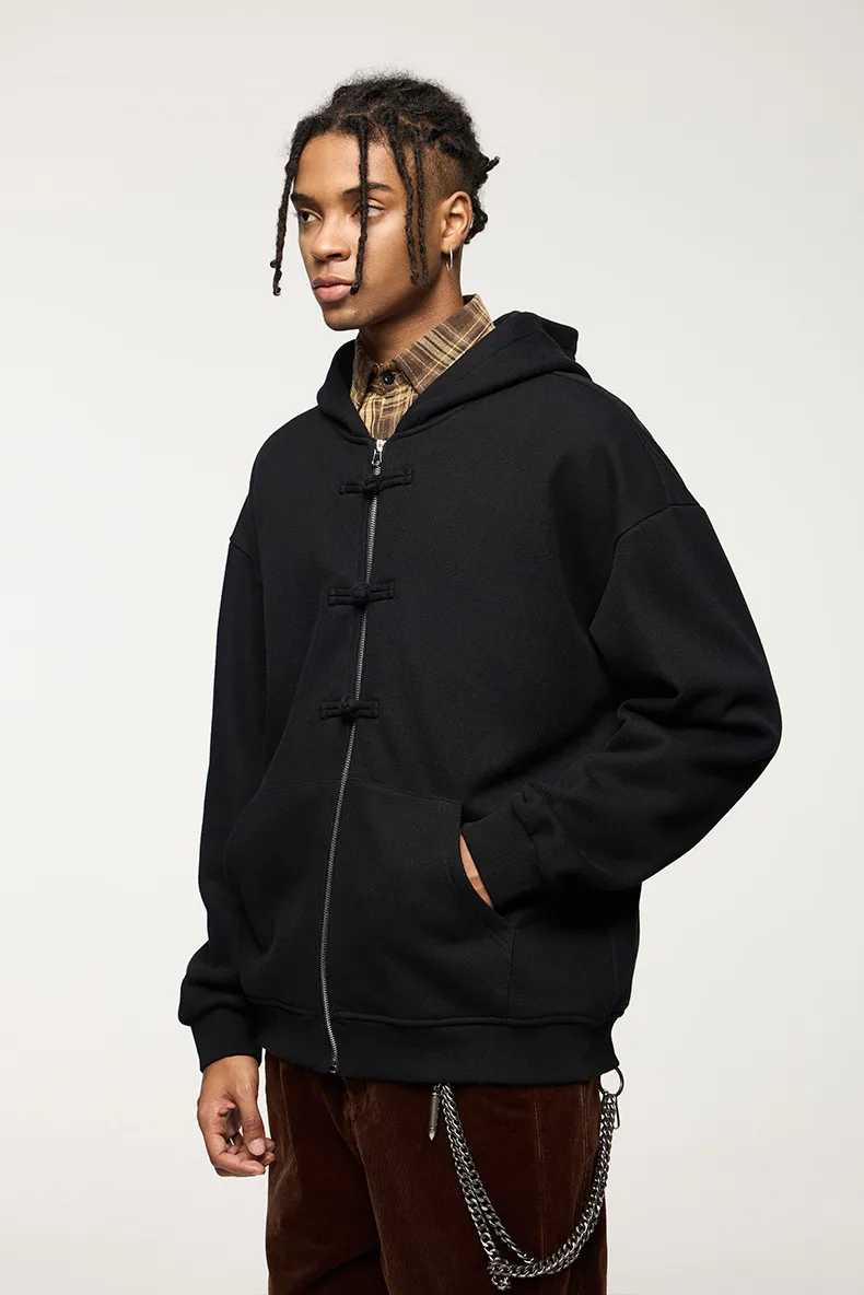 INF Men's Wear | 410g New Chinese Fleece Zipper Hooded Wear New Buckle Coat Jacket For Fall/Winter display picture 19