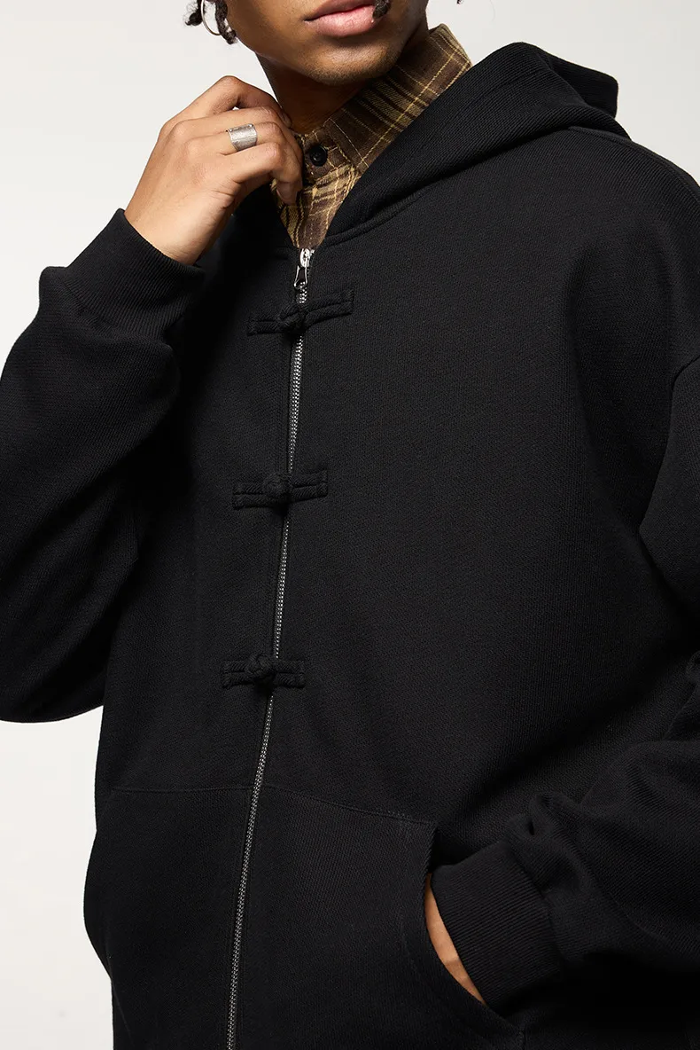 INF Men's Wear | 410g New Chinese Fleece Zipper Hooded Wear New Buckle Coat Jacket For Fall/Winter display picture 22