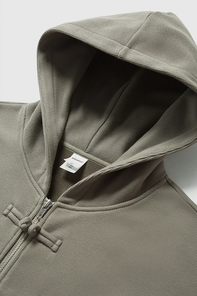 INF Men's Wear | 410g New Chinese Fleece Zipper Hooded Wear New Buckle Coat Jacket For Fall/Winter display picture 24