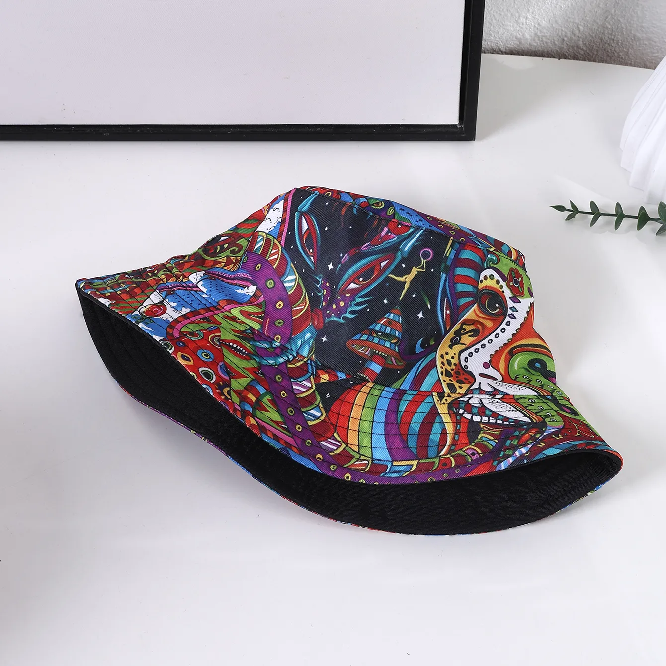 Women's Hip-Hop Vacation Facial Makeup Printing Wide Eaves Bucket Hat display picture 4
