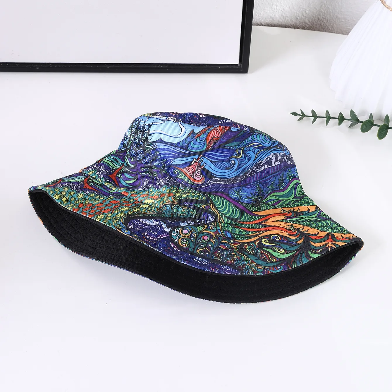 Women's Hip-Hop Vacation Facial Makeup Printing Wide Eaves Bucket Hat display picture 5