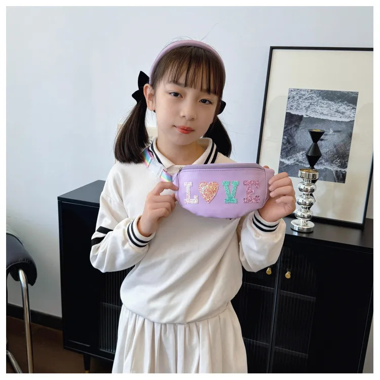 Children's Bag High-value Cute Sequin Baby's Western-style Chest Bag Girls' Colorful Lightweight Crossbody Bag PU Waist Bag display picture 6