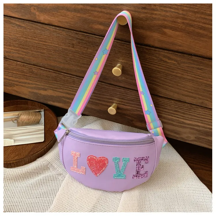 Children's Bag High-value Cute Sequin Baby's Western-style Chest Bag Girls' Colorful Lightweight Crossbody Bag PU Waist Bag display picture 25