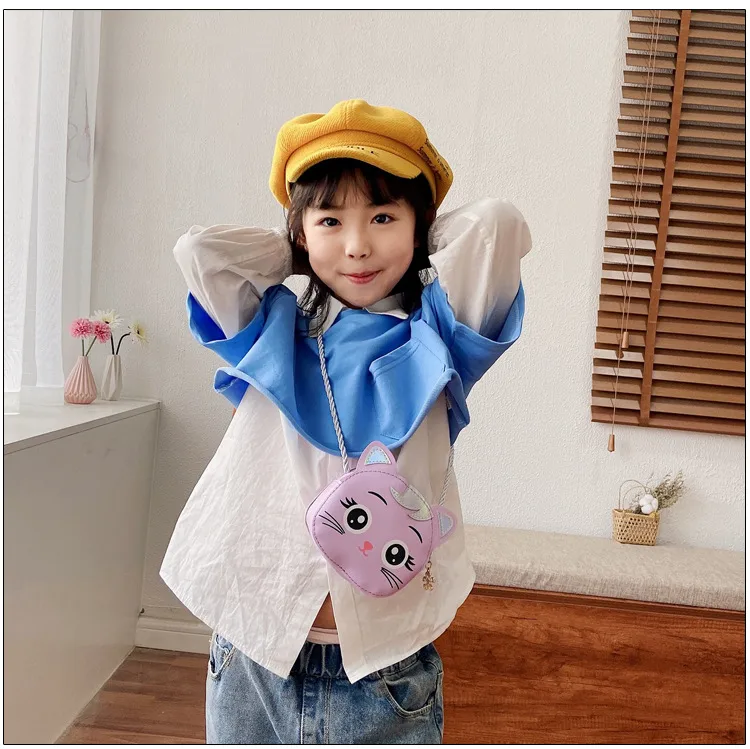 Children's Small Bag  New Cartoon Cat Girl Shoulder Crossbody Bag Cute Fashion Accessories Coin Purse display picture 6