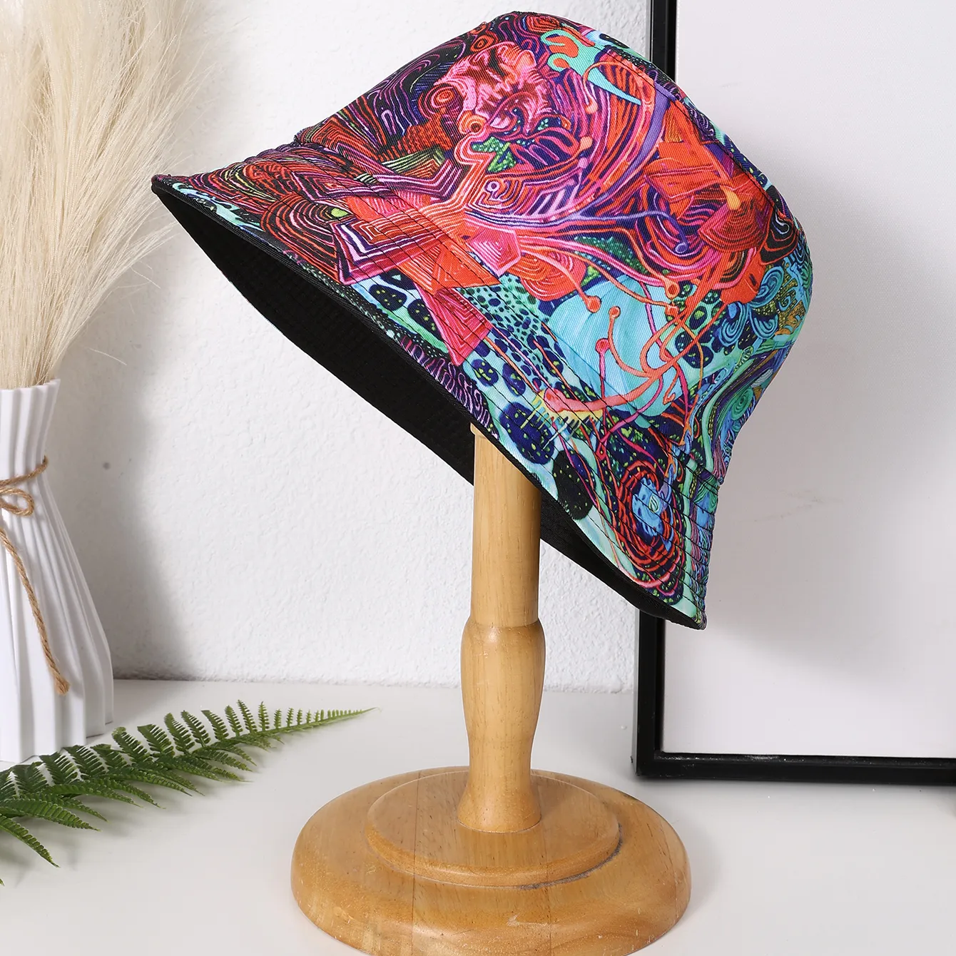 Women's Hip-Hop Vacation Facial Makeup Printing Wide Eaves Bucket Hat display picture 1