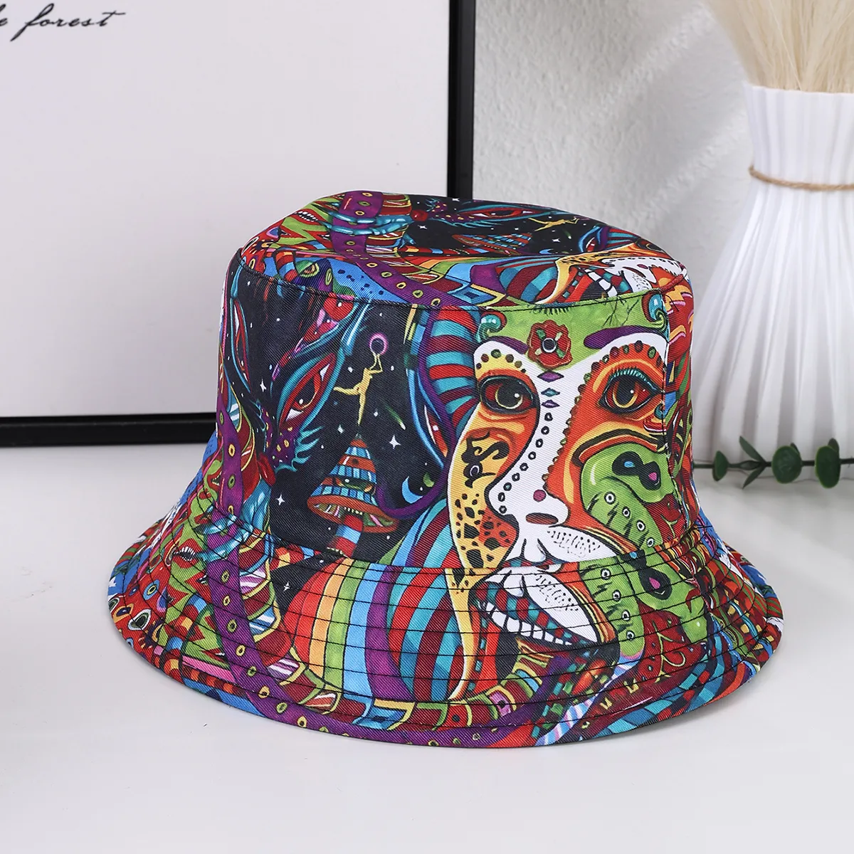Women's Hip-Hop Vacation Facial Makeup Printing Wide Eaves Bucket Hat display picture 3