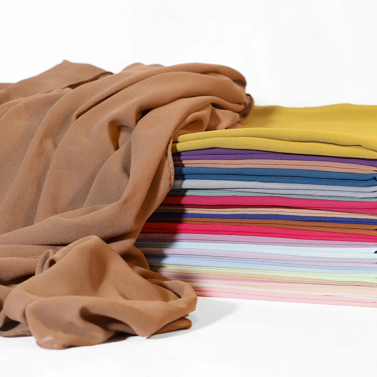 Monochrome Pearl Chiffon Bubble Towel Women's Long Towel Windproof Sand-proof Scarf Headscarf Four Seasons Middle East display picture 3