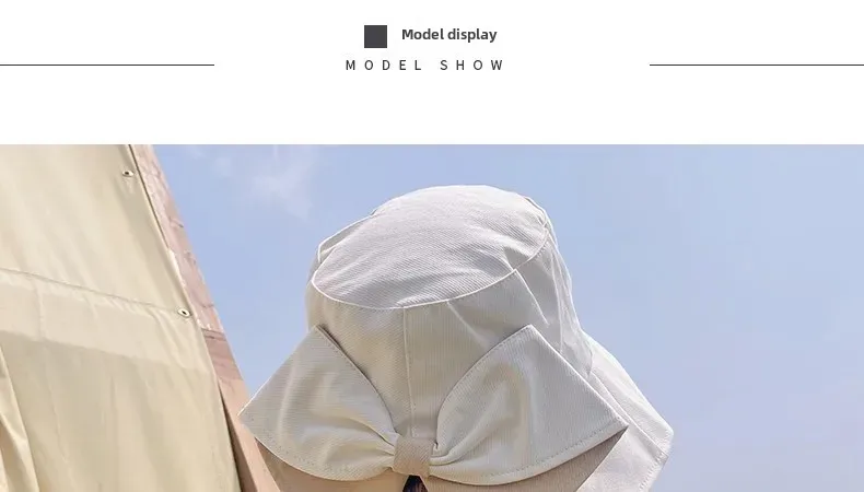 New Fisherman Hat Sunshade Sunscreen Tide Brand Face Showing Small Bucket Hat Women's New-style Early Spring And Autumn Split Bow Hat display picture 8