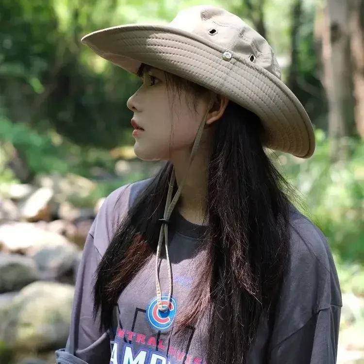 Summer And Autumn Outdoor Cowboy Hat Men's And Women's Hat Mountain Climbing Fisherman Hat Sunscreen Hat Fishing Mountain Sun Hat Hiking Sun Hat display picture 5