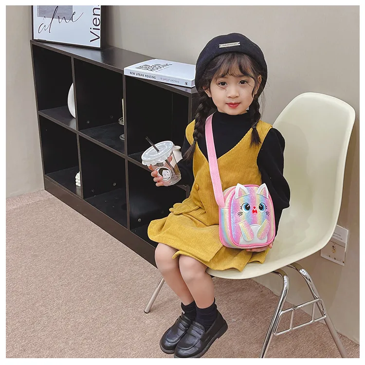 Kitten Embroidered Rainbow Children's Bag Crossbody Bag Baby Girl Cute Fashion Princess Bag Small Schoolbag Shoulder Bag display picture 13
