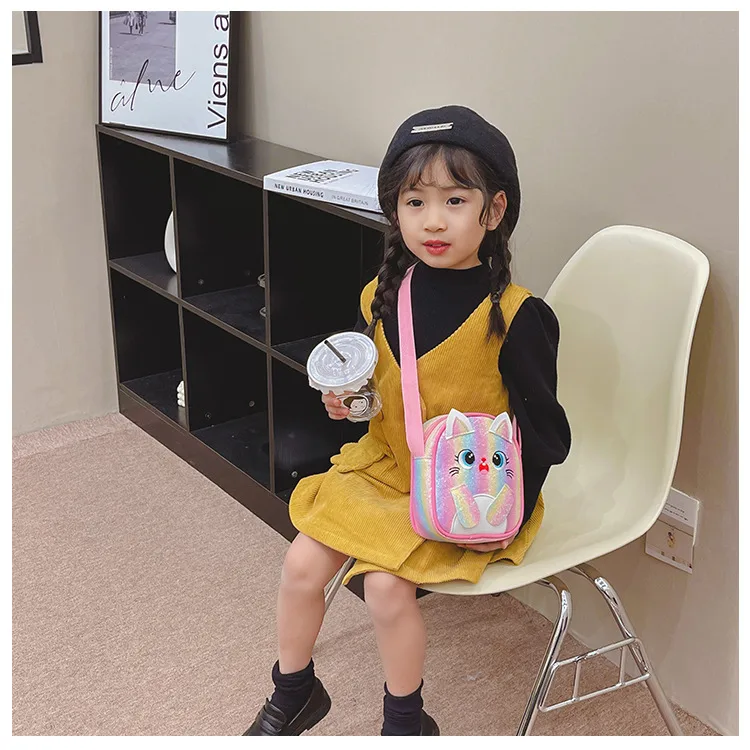 Kitten Embroidered Rainbow Children's Bag Crossbody Bag Baby Girl Cute Fashion Princess Bag Small Schoolbag Shoulder Bag display picture 14