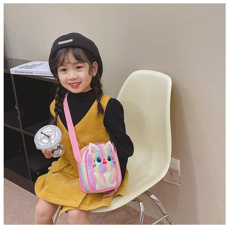 Kitten Embroidered Rainbow Children's Bag Crossbody Bag Baby Girl Cute Fashion Princess Bag Small Schoolbag Shoulder Bag display picture 16