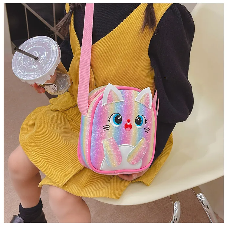 Kitten Embroidered Rainbow Children's Bag Crossbody Bag Baby Girl Cute Fashion Princess Bag Small Schoolbag Shoulder Bag display picture 18