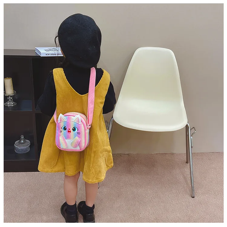 Kitten Embroidered Rainbow Children's Bag Crossbody Bag Baby Girl Cute Fashion Princess Bag Small Schoolbag Shoulder Bag display picture 19