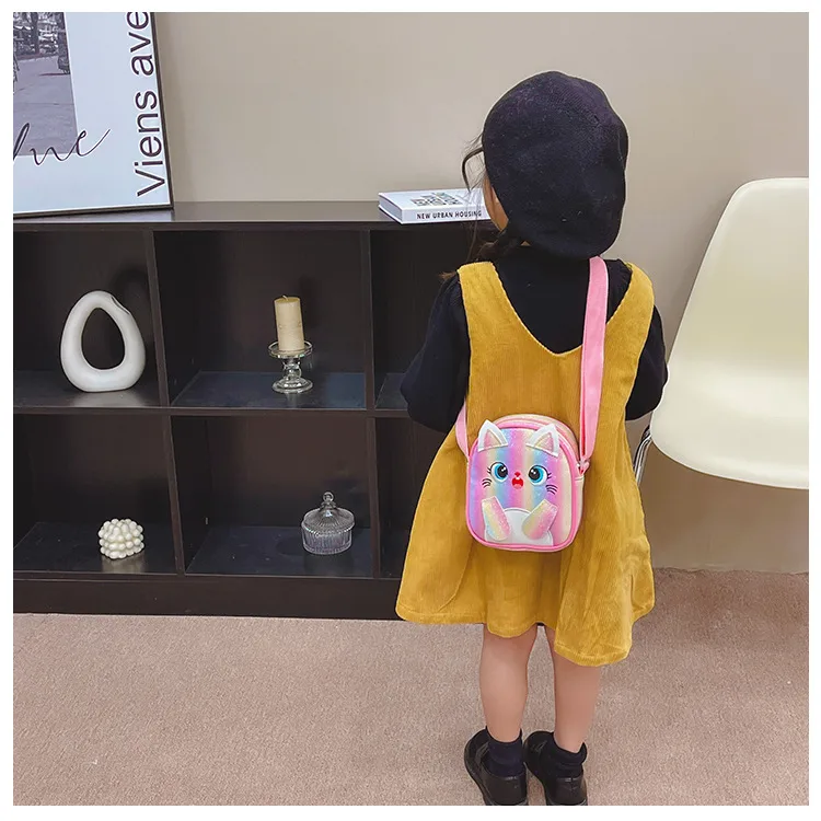 Kitten Embroidered Rainbow Children's Bag Crossbody Bag Baby Girl Cute Fashion Princess Bag Small Schoolbag Shoulder Bag display picture 20