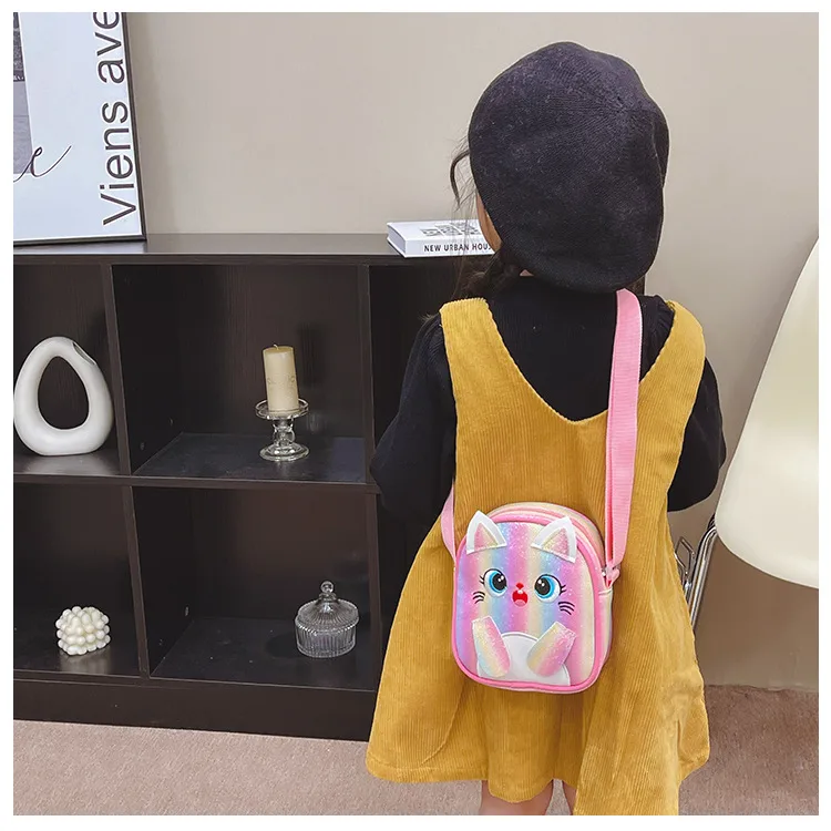 Kitten Embroidered Rainbow Children's Bag Crossbody Bag Baby Girl Cute Fashion Princess Bag Small Schoolbag Shoulder Bag display picture 21