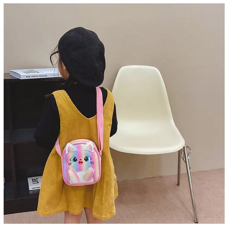 Kitten Embroidered Rainbow Children's Bag Crossbody Bag Baby Girl Cute Fashion Princess Bag Small Schoolbag Shoulder Bag display picture 22