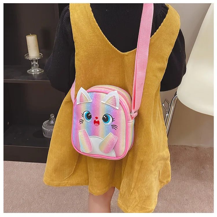 Kitten Embroidered Rainbow Children's Bag Crossbody Bag Baby Girl Cute Fashion Princess Bag Small Schoolbag Shoulder Bag display picture 23