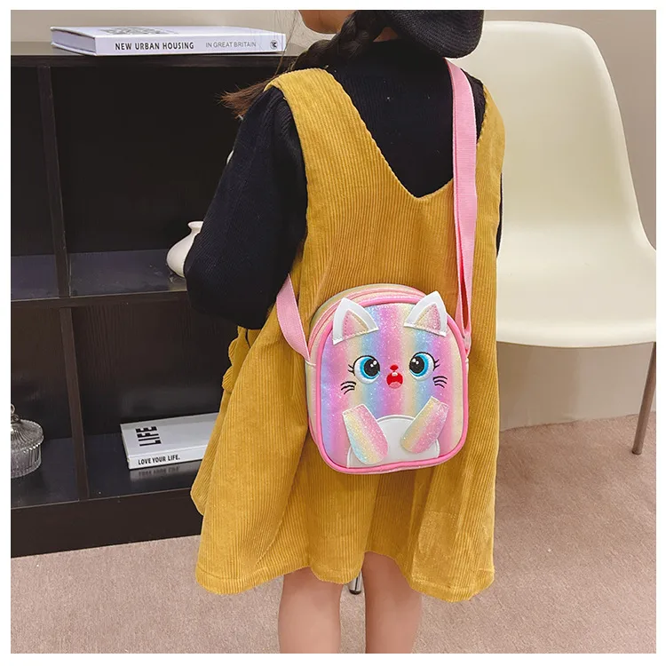 Kitten Embroidered Rainbow Children's Bag Crossbody Bag Baby Girl Cute Fashion Princess Bag Small Schoolbag Shoulder Bag display picture 24