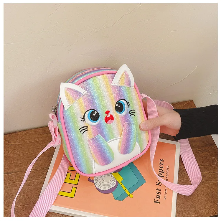 Kitten Embroidered Rainbow Children's Bag Crossbody Bag Baby Girl Cute Fashion Princess Bag Small Schoolbag Shoulder Bag display picture 25