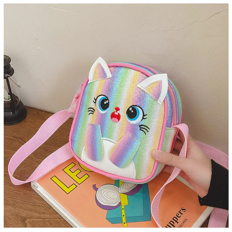 Kitten Embroidered Rainbow Children's Bag Crossbody Bag Baby Girl Cute Fashion Princess Bag Small Schoolbag Shoulder Bag display picture 26