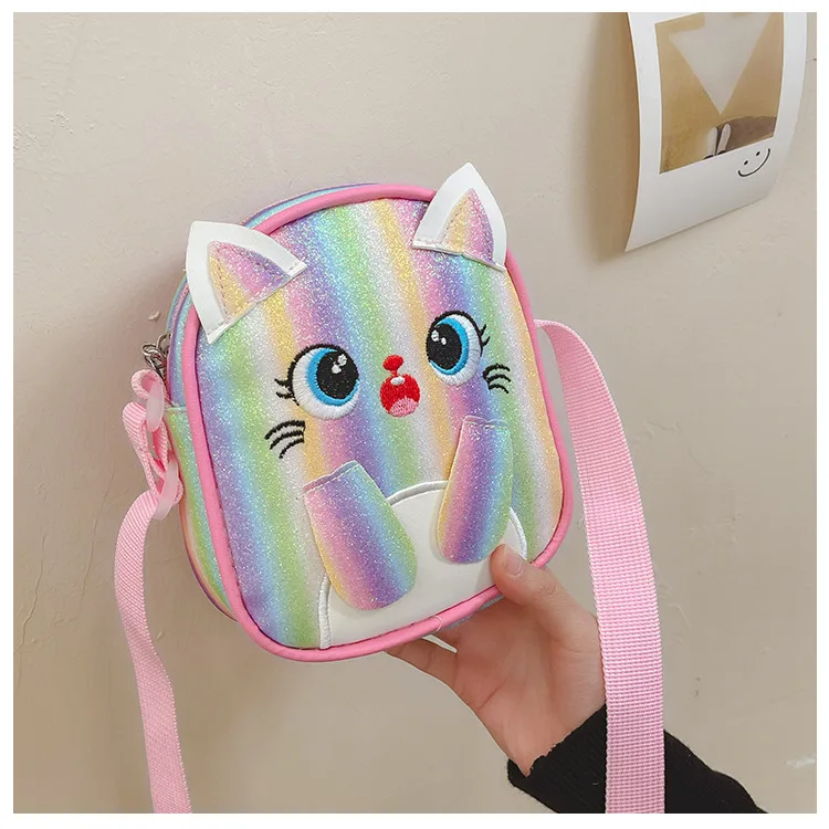 Kitten Embroidered Rainbow Children's Bag Crossbody Bag Baby Girl Cute Fashion Princess Bag Small Schoolbag Shoulder Bag display picture 27