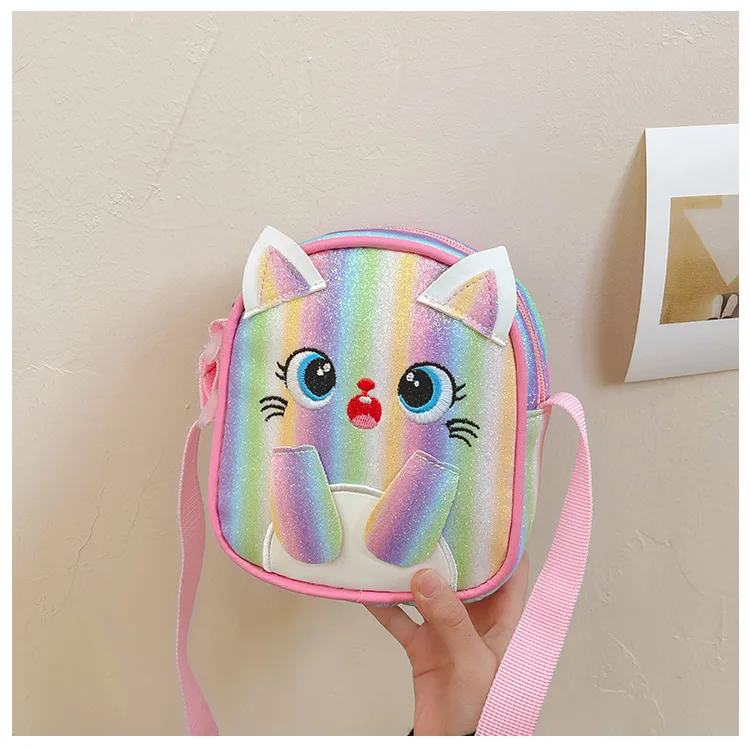 Kitten Embroidered Rainbow Children's Bag Crossbody Bag Baby Girl Cute Fashion Princess Bag Small Schoolbag Shoulder Bag display picture 28
