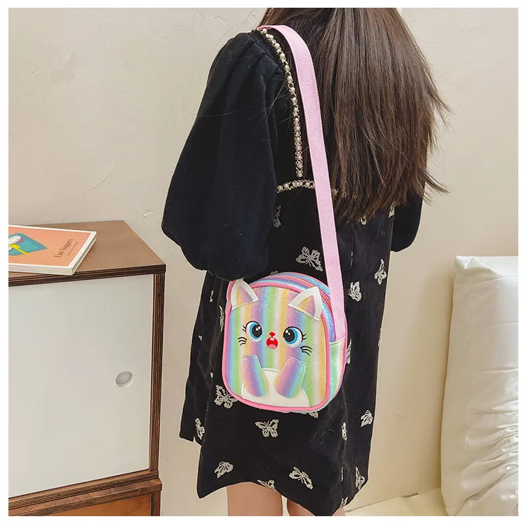 Kitten Embroidered Rainbow Children's Bag Crossbody Bag Baby Girl Cute Fashion Princess Bag Small Schoolbag Shoulder Bag display picture 30