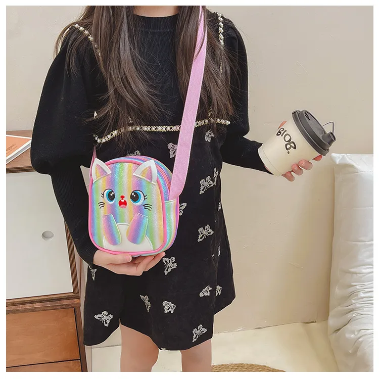 Kitten Embroidered Rainbow Children's Bag Crossbody Bag Baby Girl Cute Fashion Princess Bag Small Schoolbag Shoulder Bag display picture 33