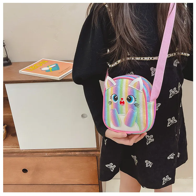 Kitten Embroidered Rainbow Children's Bag Crossbody Bag Baby Girl Cute Fashion Princess Bag Small Schoolbag Shoulder Bag display picture 34