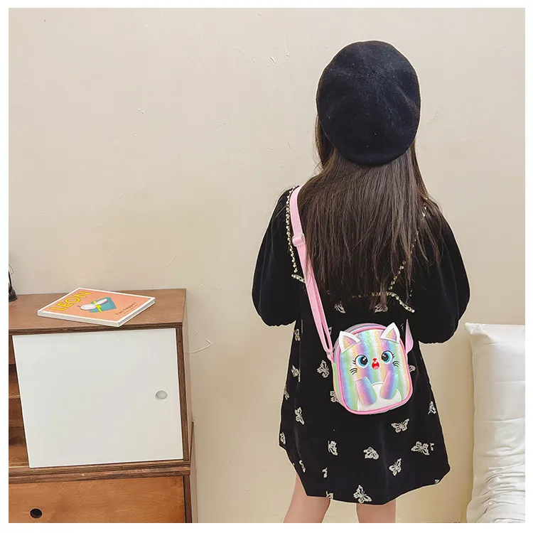 Kitten Embroidered Rainbow Children's Bag Crossbody Bag Baby Girl Cute Fashion Princess Bag Small Schoolbag Shoulder Bag display picture 35